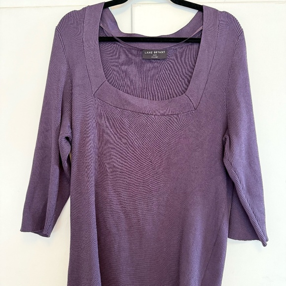 Lane Bryant Eggplant Purple Size 22/24 Square Neck Knit Sweater - Picture 2 of 9